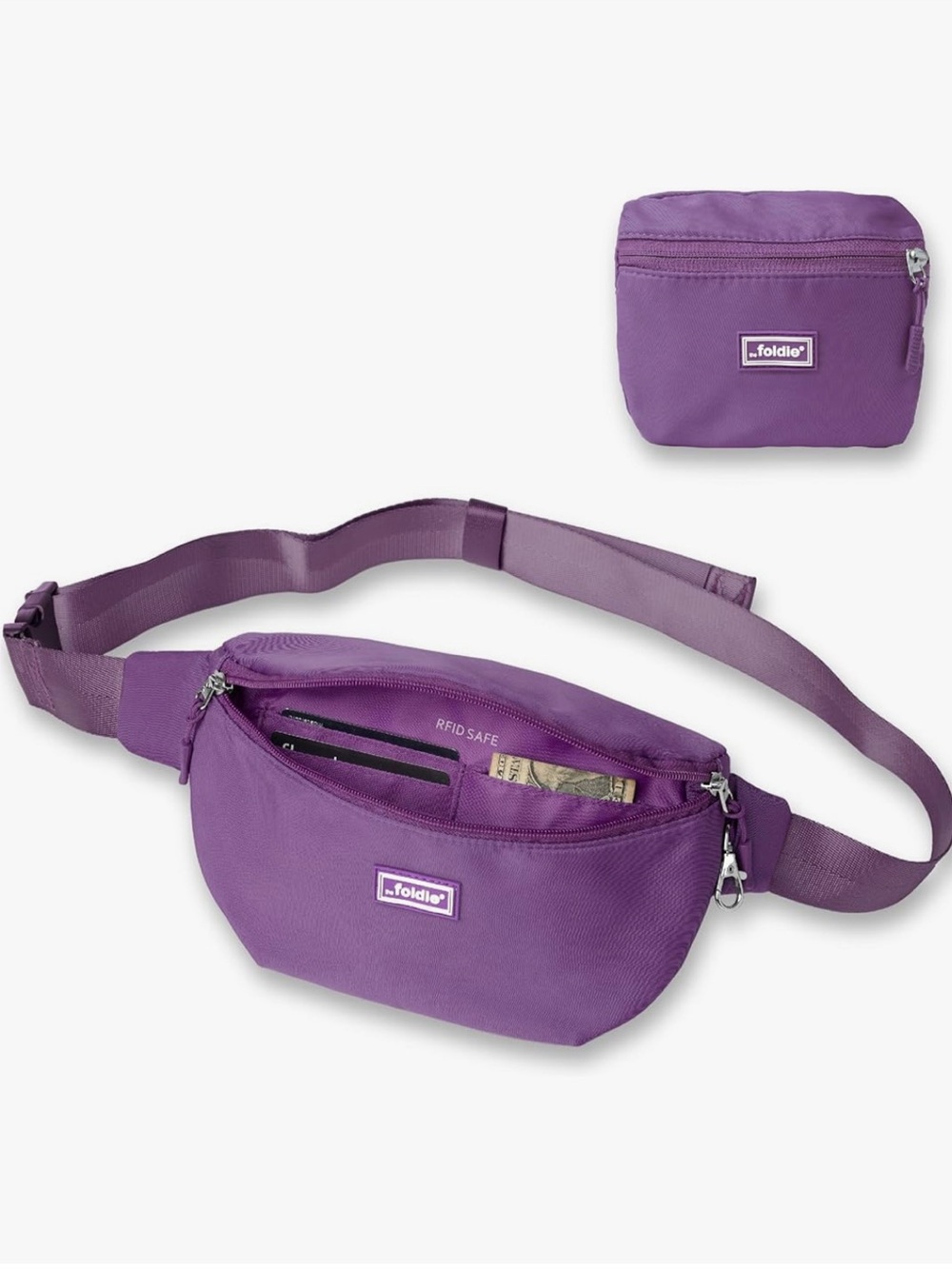 Foldie® Purple Women's Crossbody Belt Bag with RFID Protection